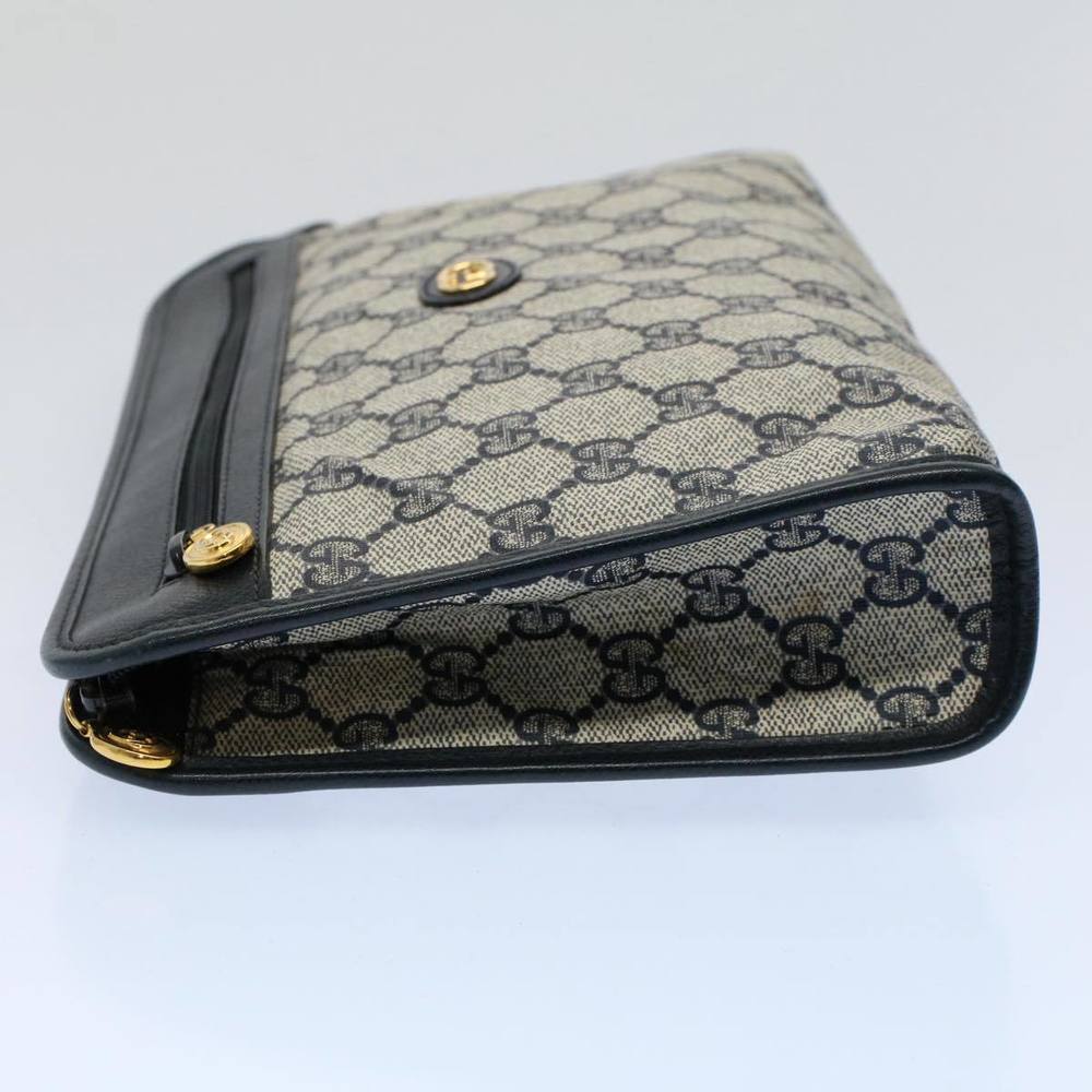 GUCCI GG Supreme Clutch Bag PVC Leather Navy Gray 014 115 Auth yk8933 - Picture 3 of 16